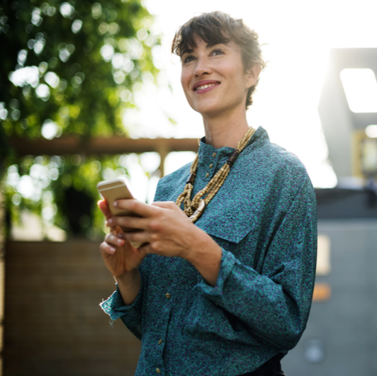 A woman with a phone