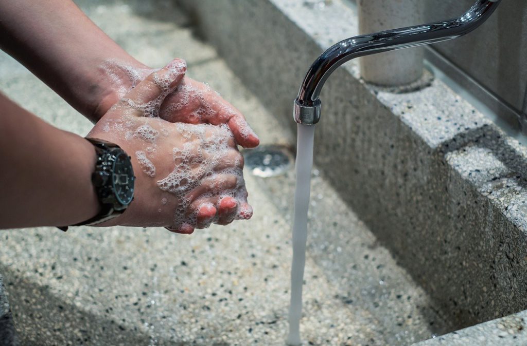 Person washing hands