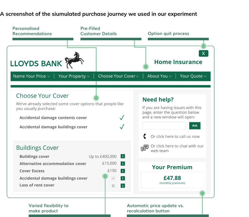 A screenshot from Lloyds bank experiment Dectech worked on.