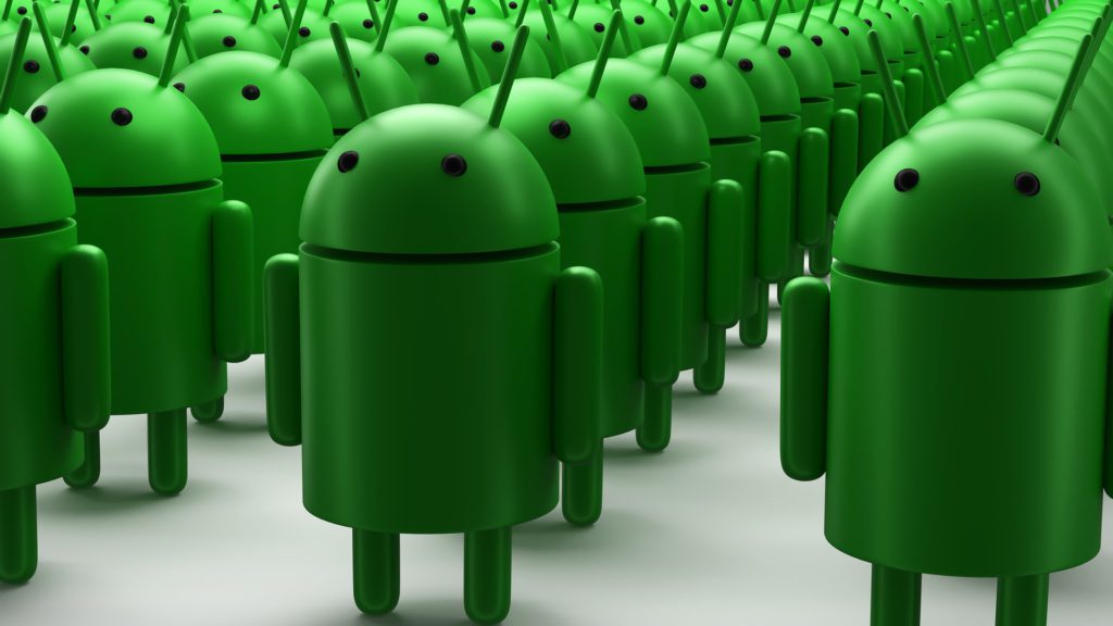 aligned green androids